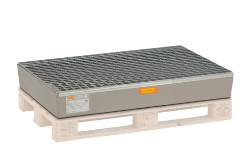 [7970] GRP sump pallet 150 l with fixing pins and galvanised steel grating (7970, CEMO)