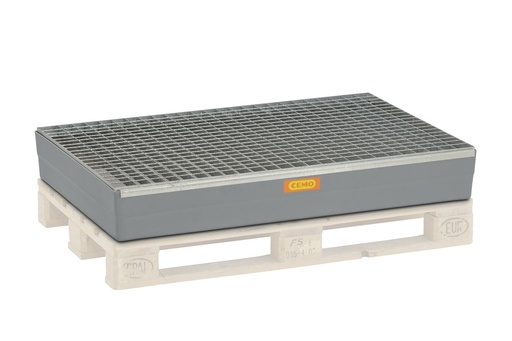 [10385] GRP sump pallet 150 for Euro pallets with fixing pins and galvanised steel grating (10385, CEMO)