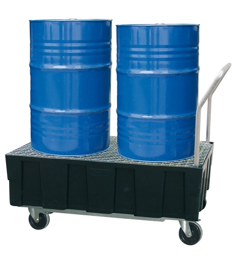 [8434] PE sump pallet250/2-RG-mobile w. galvanized steel grating***, CEMO (8434)