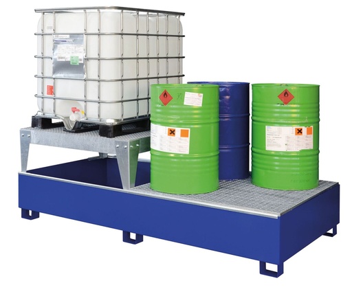 [10853] IBC bund made of steel, GS2 AB1, with 1 filling stand, painted, StawaR approval, CEMO (10853)