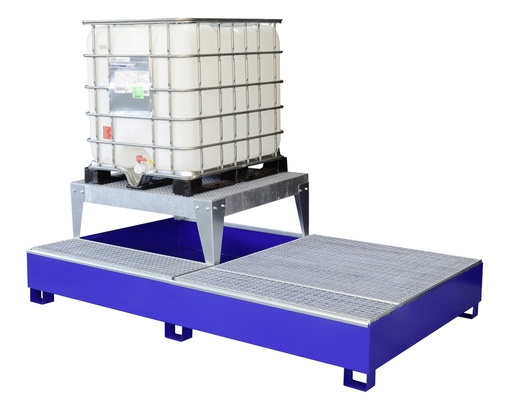 [10855] Steel IBC bund, GS2a AB1, with 1 filling stand and filling area, painted, StawaR approval (10855, CEMO)