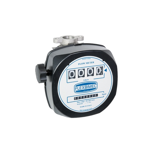 [2865] Mechanical nutating disk diesel meter, connections 1 in., delivery 20-120 l/min, 4-digit partial meter (2865, FLEXBIMEC)