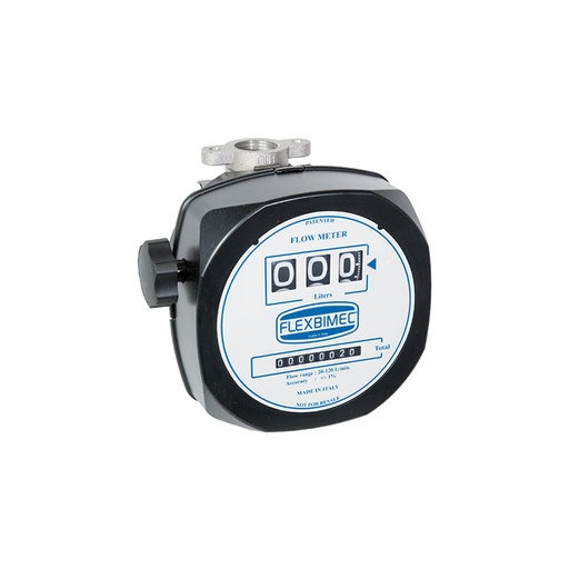 [2866] Mechanical nutating disk diesel meter, connections 1 in., delivery 20-120 l/min, 3-digit partial meter (2866, FLEXBIMEC)