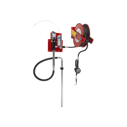 [2985] Stationary pneumatic oil dispensing kit equipped with pneumatic pump, hose reel art. no. 9016, digital meter gun art. no. 2962, FLEXBIMEC (2985)