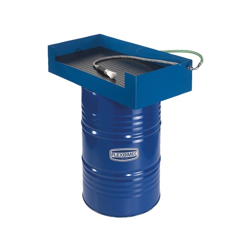 [5945] Painted steel closed circuit washing basin, to be applied on 208 l drum, with pneumatic rotary pump, FLEXBIMEC (5945)