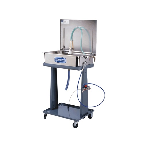 [5953] Stainless steel wheeled washing basin with air operated rotary pump art. no. 1058, FLEXBIMEC (5953)