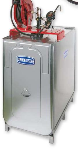 [8207] Pneumatic oil dispensing kit on 1000 l double wall steel tank, with hose reel and 15 m hose (8207, FLEXBIMEC)