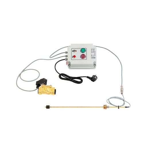 [8307] Overfill prevention device for waste oil with solenoid valve and level probe, 1 in. BSP connections (8307, FLEXBIMEC)