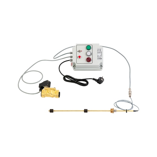 [8309] Perpildymo apsaugos įtaisas panaudotai alyvai su elektromagnetiniu vožtuvu ir dvigubu lygio zondu, jungtys M 1 col. BSP (8309, FLEXBIMEC)