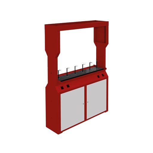 [9005/8] Double-post painted steel stand for hose-reels and equipment with cabinet – for 8 hose-reels (9005/8, FLEXBIMEC)