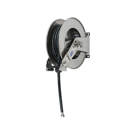 [9593+ 289825] Automatic spring hose reel with hose, AISI 304 stainless steel (9593, FLEXBIMEC)
