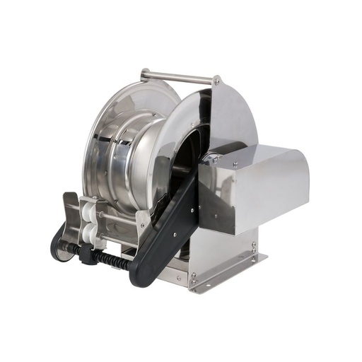[SXID42261] Stainless steel (AISI 304) hydraulic motor-driven hose reel SIRIO series for max 15 mt Ø1" hoses - disc 434 mm - spool 260 mm - drum 250 mm - optional control panel - with hose guide (w/o hose), FLEXBIMEC (SXID42261)