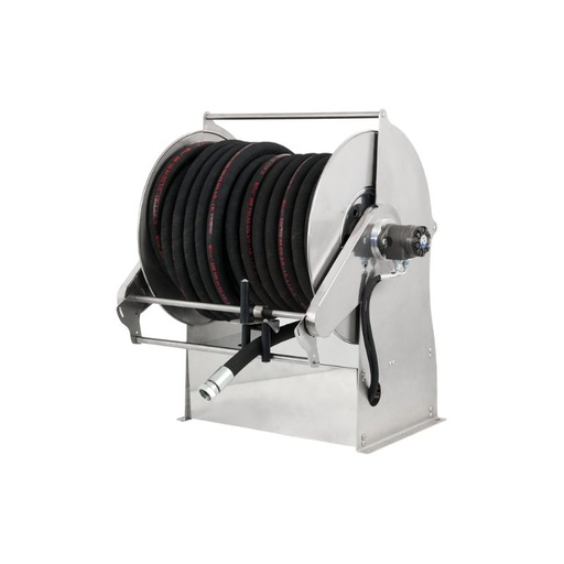 [TX2362401] Stainless steel (AISI 304) electro-hydraulic 230 VAC motor-driven hose reel TITANO series for max 75 mt Ø1" hoses - disc 680 mm - spool 400 mm - drum 250 mm - with control panel - with manual hose guide (w/o hose - w/o remote control), FLEXBIMEC (TX2362401)
