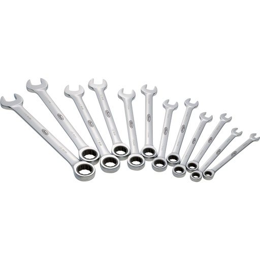 [V1031] Ratcheting combination wrench set, long, size 8 - 19 mm, 12 pieces (V1031, VIGOR)