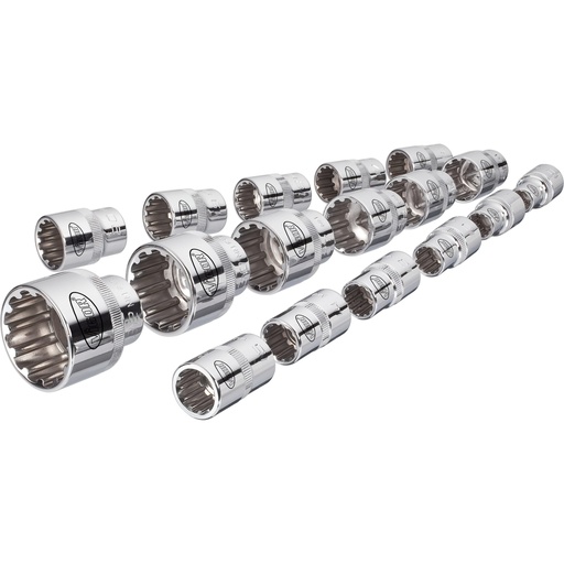 [V1898] Muciņu komplekts ar universālo profilu 1/2 collas ∙ izmērs 10–32 mm ∙ 17 gab. (V1898, VIGOR)