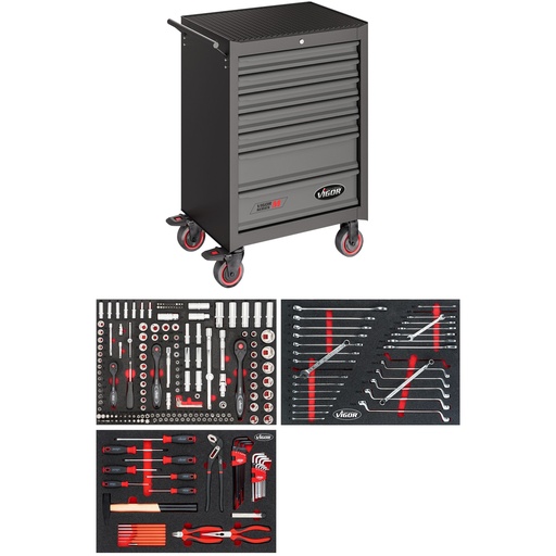 [V2379N] Tool trolley Series M with assortment, 164 pieces (V2379N, VIGOR)