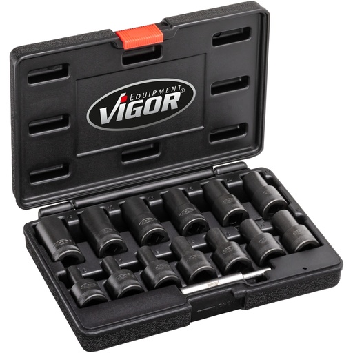 [V2404N] Extractor socket set with spiral profile (V2404N, VIGOR)