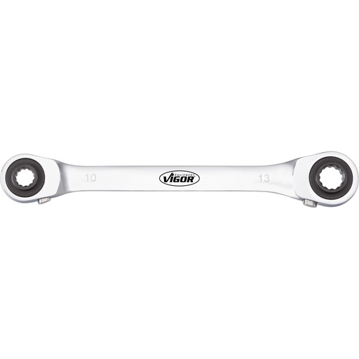[V2705] Double ratcheting box-end wrench, 10×13 · 17×19 (V2705, VIGOR)