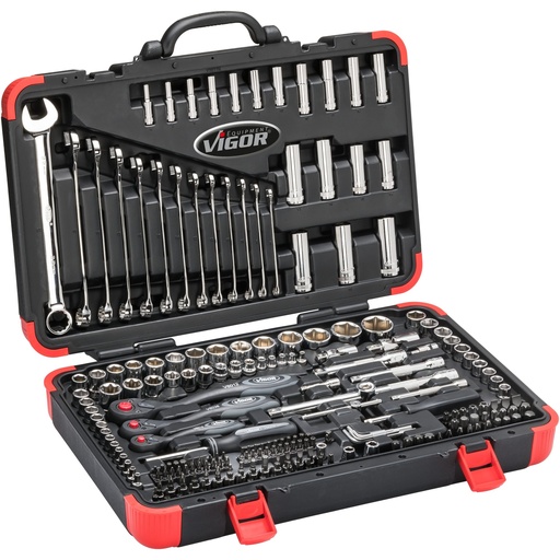 [V3277N] Socket set 1/4, 3/8 and 1/2 inch, 212-piece (V3277N, VIGOR)
