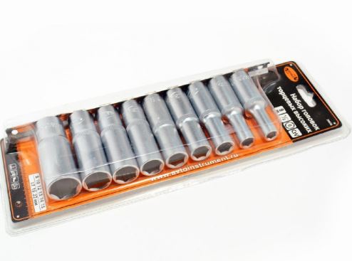 [39836] Long socket set 9 pcs (1/2", 6-point, 8-22 mm) AvtoDelo (39836, BALTWERK)