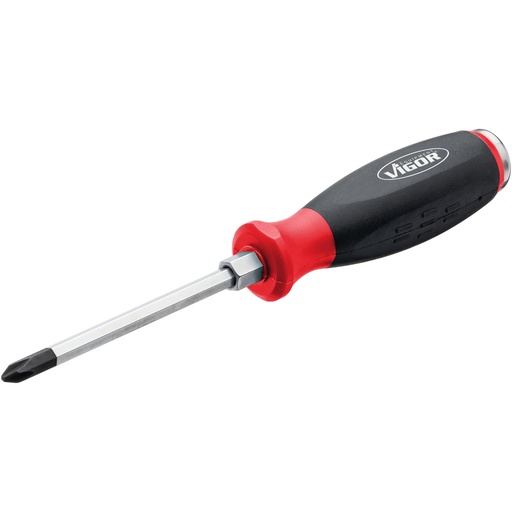 [V5010-PH2] Screwdriver with impact cap and square drive, Phillips PH2 (V5010-PH2, VIGOR)