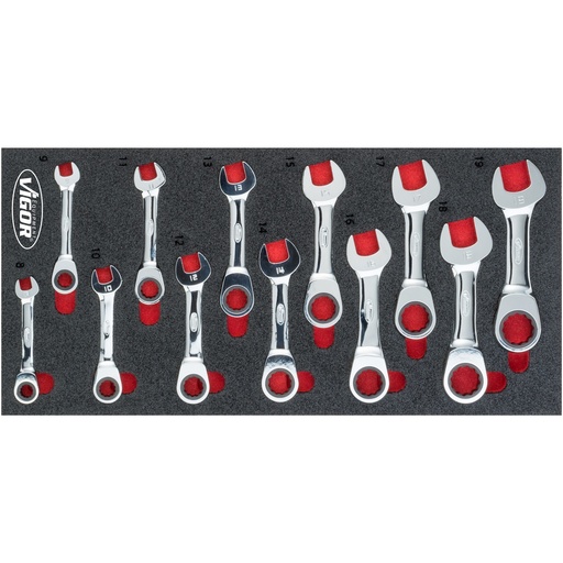 [V5075] Ratcheting combination wrench set ∙ short V5075, VIGOR