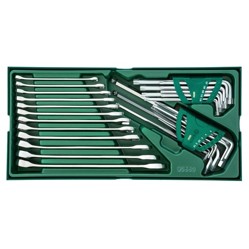 [S09906] ⬡ Dėklas. Kombinuotų raktų ir šešiabriaunių raktų rinkinys 10 vnt. (S09906, SATA)