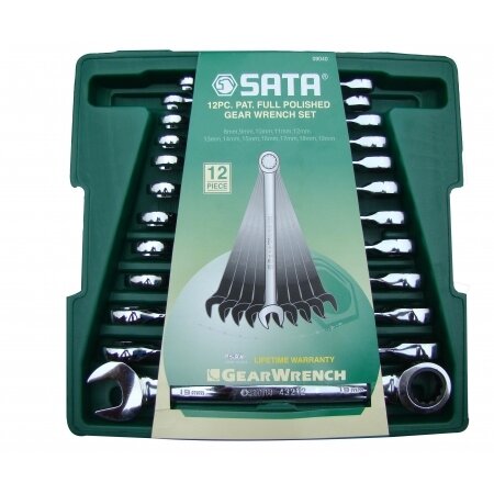 [S09040] ⬡ Combination gear wrenches set 12pcs. (8-19) (S09040, SATA)