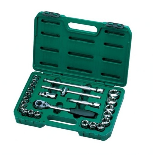 [S090606] ⬡ 1/2" Dr. Socket set 24pcs. (S090606, SATA)
