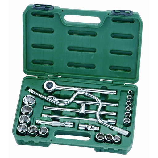[S09088] ⬡ 1/2" Dr. Socket set 22pcs. (5/16" - 1-1/4") (S.A.E.) (S09088, SATA)