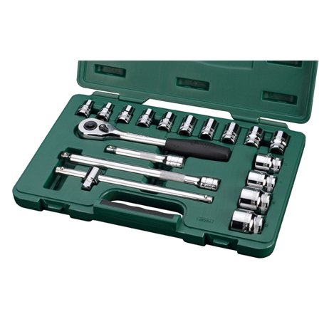 [S09204] ⬡ 1/2" Dr. Socket 12pt. set 18pcs. (S09204, SATA)