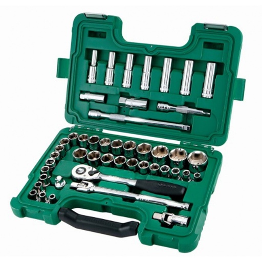 [S09006] ⬡ 1/2" Dr. Socket set 46pcs. (8-32)+(3/8" -1") (S.A.E.) (S09006, SATA)
