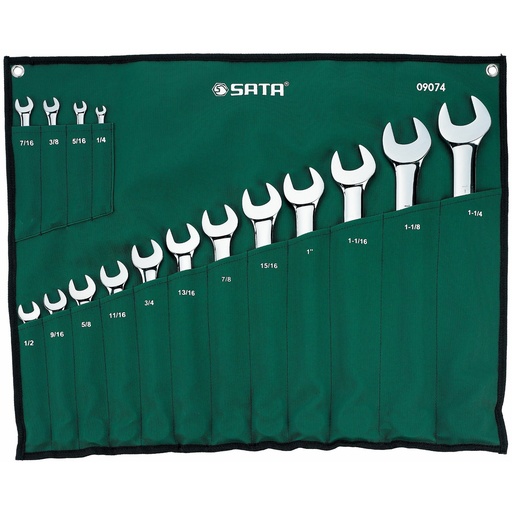 [S09074] ⬡ Combination wrench set 16pcs. (1/4"-1-1/4") (S09074, SATA)