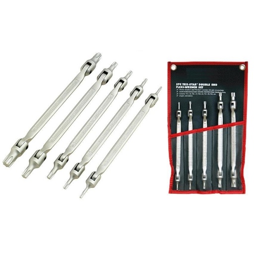 [SW5052] ⬡ Double flexi-head TORX wrench set 5pcs. (SW5052, ELLIENT TOOLS)