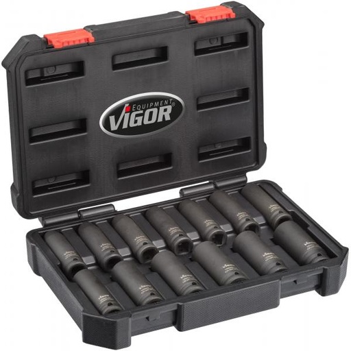 [V5550L] Impact socket set, long (V5550L, VIGOR)