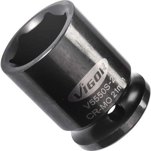 [V5550S-21] Smūginė galvutė 1/2 col., 21 mm, trumpa (V5550S-21, VIGOR)