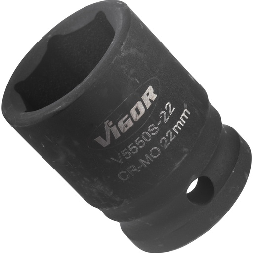[V5550S-22] Smūginė galvutė 1/2 col., 22 mm, trumpa (V5550S-22, VIGOR)