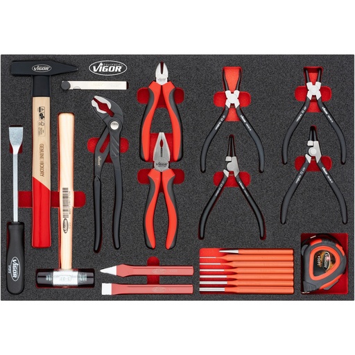 [V5637N] Pliers, hammer and chisel set (V5637N, VIGOR)