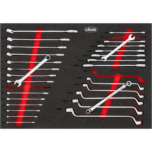 [V6726N] Wrench set: double open-end, double box-end and combination (V6726N, VIGOR)