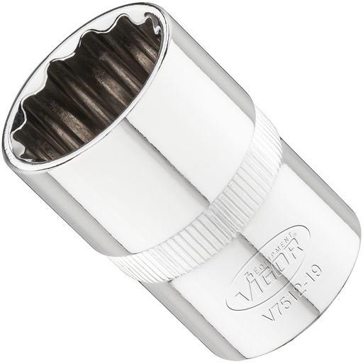 [V7512-19] Divpadsmitstūra galva 1/2 collas 19 mm (V7512-19, VIGOR)