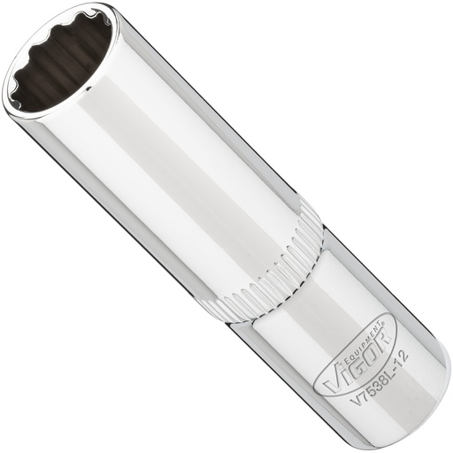 [V7538L-12] Long socket 12 mm, 3/8 in. V7538L-12, VIGOR