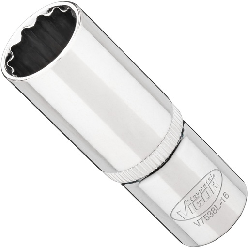 [V7538L-16] Socket, long ∙ 3/8 in. ∙ 16 mm (V7538L-16, VIGOR)