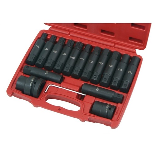 [SW1016] ⬡ 3/4" + 1" Dr. Bit socket impact set (TORX, E-TORX, HEX) 16pcs. (SW1016, ELLIENT TOOLS)