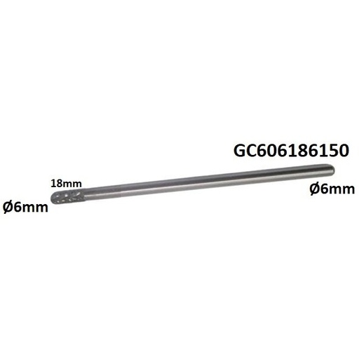 [GC606186150] ⬡ Prailginta freza kietmetalio C cilindro formos užapvalinta Ø6 x 18mm (GC606186150)