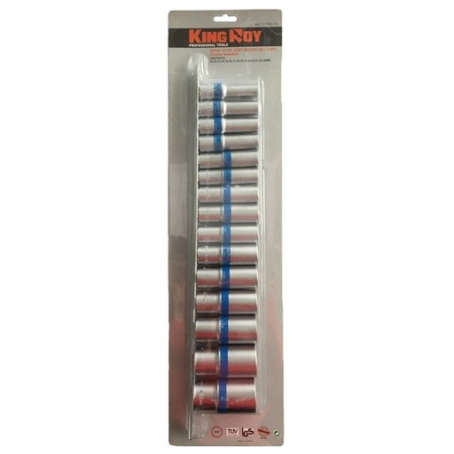 [KR3176315] ⬡ 1/2" Dr. Deep socket set 15pcs. 12pt (KR3176315, KINGROY)