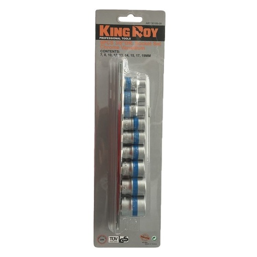 [KR3018909] ⬡ Galvučių rinkinys 3/8", 9 vnt. (KR3018909, KINGROY)