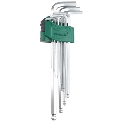 [CL401903] ⬡ L formos šešiabriaunis raktas ypač ilgas, su rutuliniu galu rinkinys 9 vnt. (CL401903, CHANGLU TOOLS)