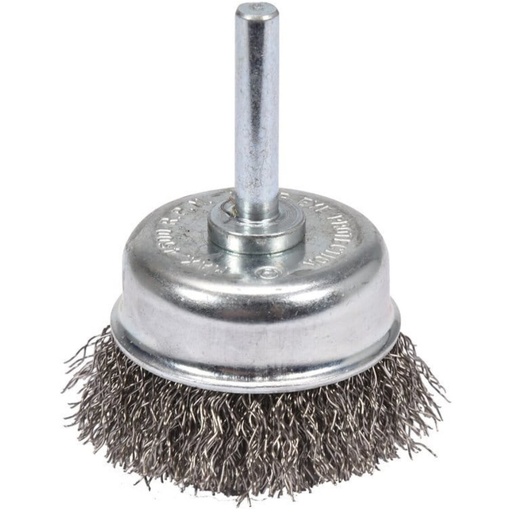[YT47497] ⬡ Crimped wire cup brush with shaft 50mm INOX (YT47497, YATO)