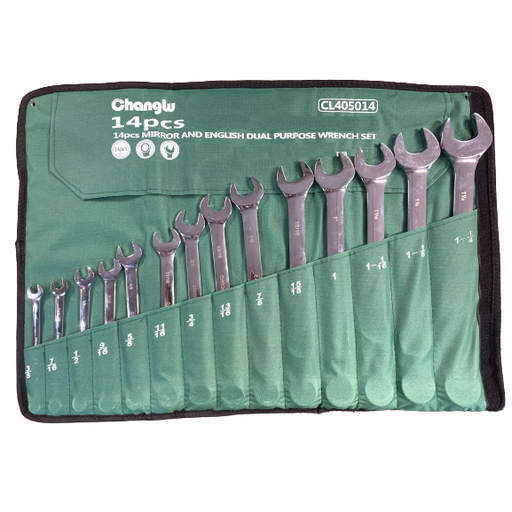 [CL405014] ⬡ Combination wrench set 14pcs (S.A.E.) (CL405014, CHANGLU TOOLS)