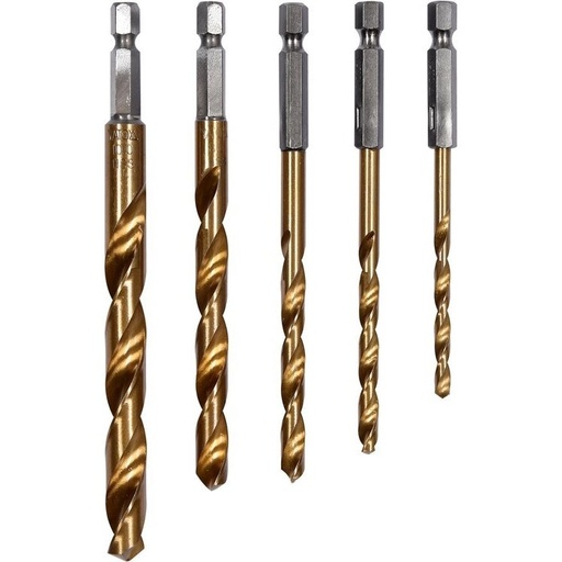 [YT44700] ⬡ Twist drill set DIN338 5pcs 4.0-10.0mm Titan coated (YT44700, YATO)